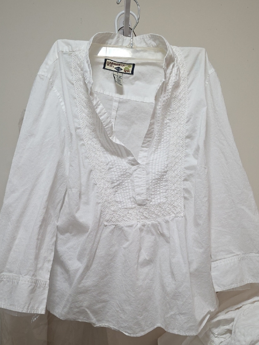Caribbean Joe White Cotton Embroidered V-Neck Tunic